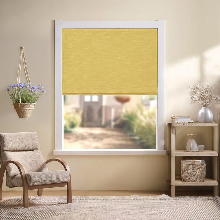 Jenna Linen Roman Shades & Blinds | Flat Fold
