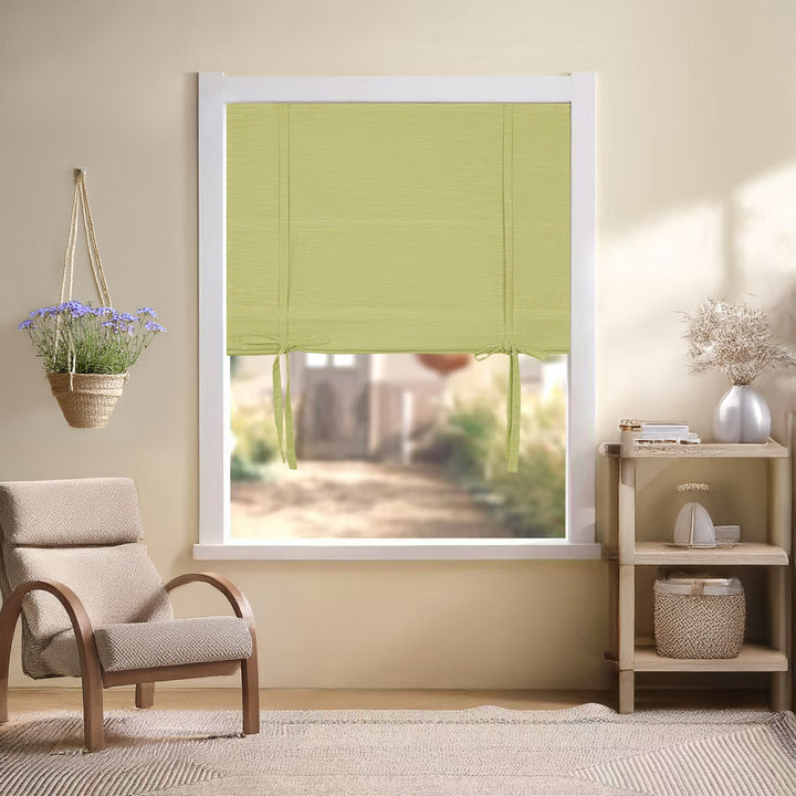 Jenna Linen Roman Shades & Blinds | Tie