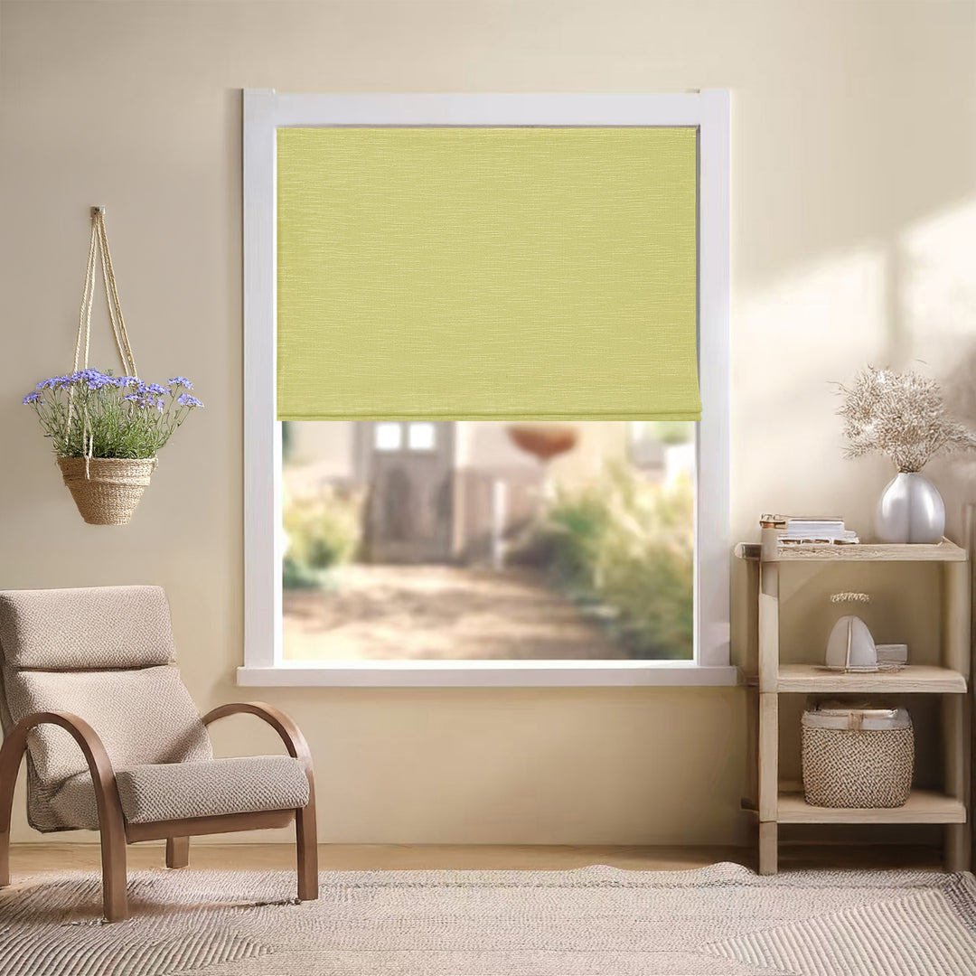 Jenna Linen Roman Shades & Blinds | Flat Fold