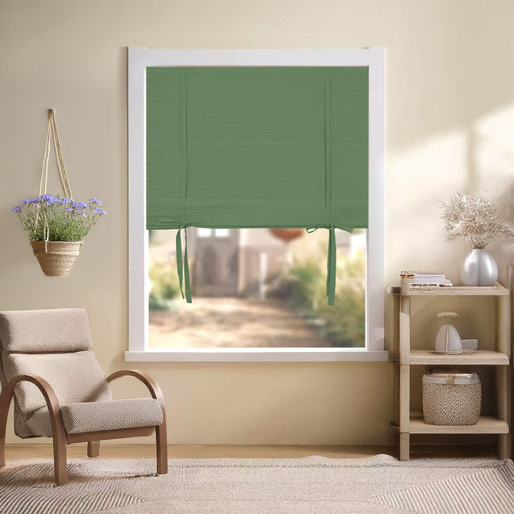 Jenna Linen Roman Shades & Blinds | Tie