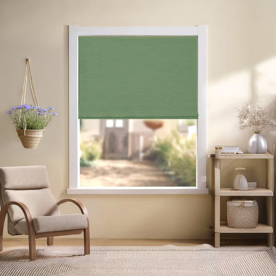 Jenna Linen Roman Shades & Blinds | Flat Fold