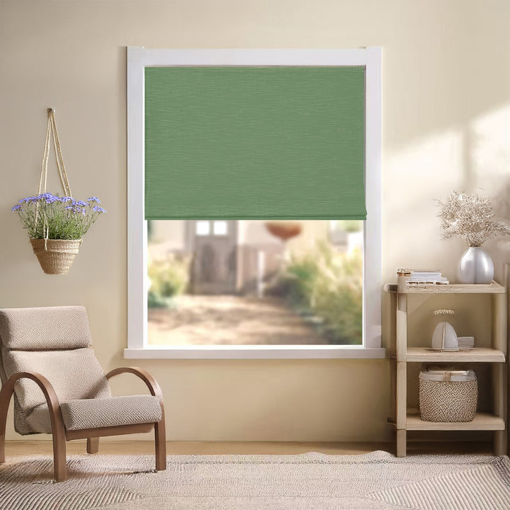 Jenna Linen Roman Shades & Blinds | Flat Fold