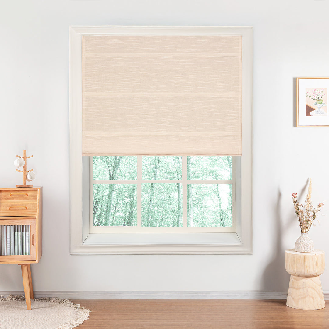 Jenna Linen Roman Shades & Blinds | Plain Fold