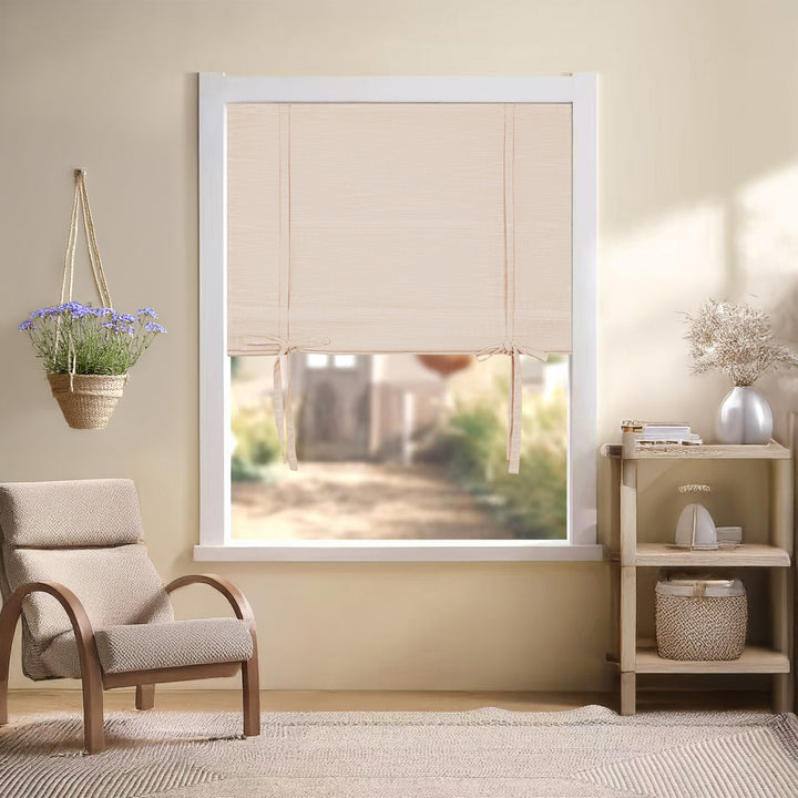 Jenna Linen Roman Shades & Blinds | Tie