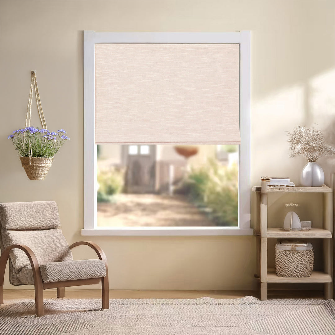Jenna Linen Roman Shades & Blinds | Flat Fold
