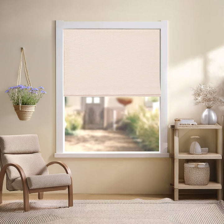 Jenna Linen Roman Shades & Blinds | Flat Fold