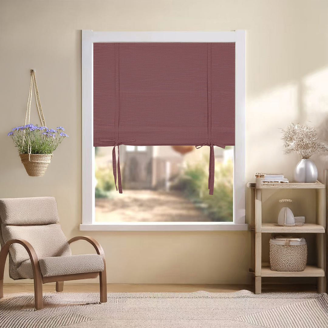 Jenna Linen Roman Shades & Blinds | Tie