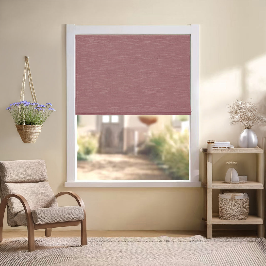 Jenna Linen Roman Shades & Blinds | Flat Fold