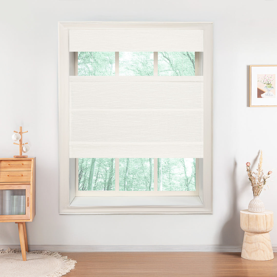 Jenna Linen No-Drill Roman Shades & Blinds | Top Down Bottom Up