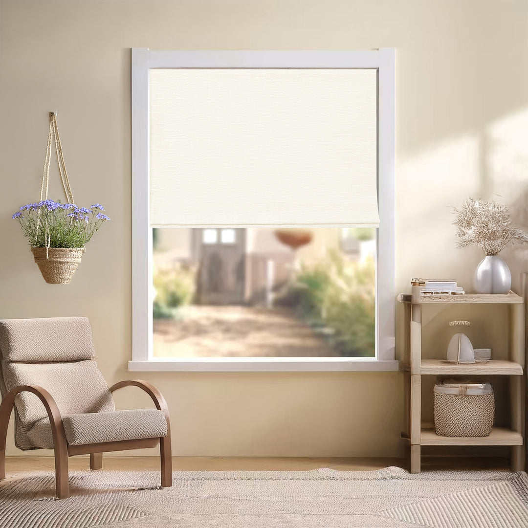 Jenna Linen Roman Shades & Blinds | Flat Fold