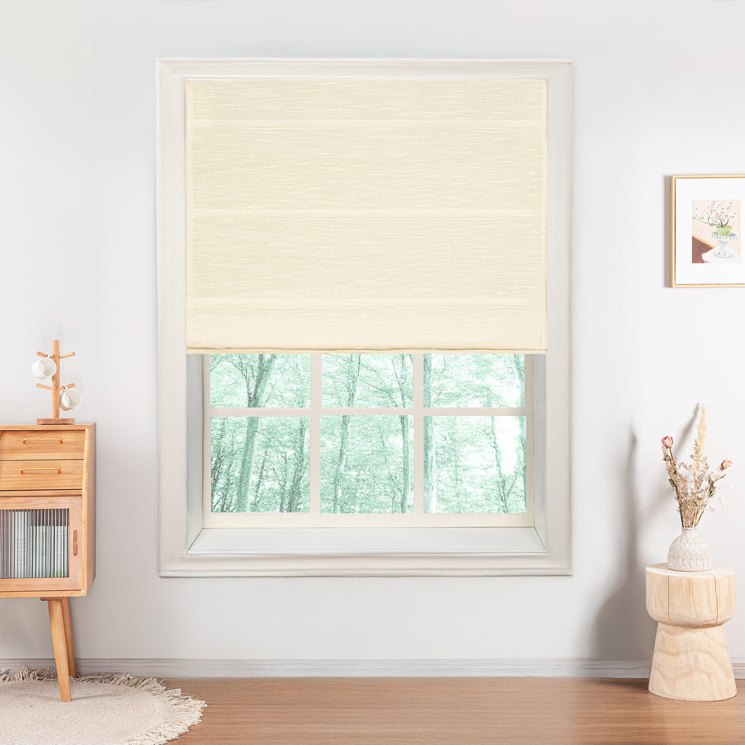 Jenna Linen Roman Shades & Blinds | Plain Fold