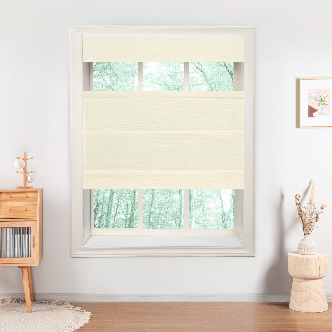 Jenna Linen No-Drill Roman Shades & Blinds | Top Down Bottom Up