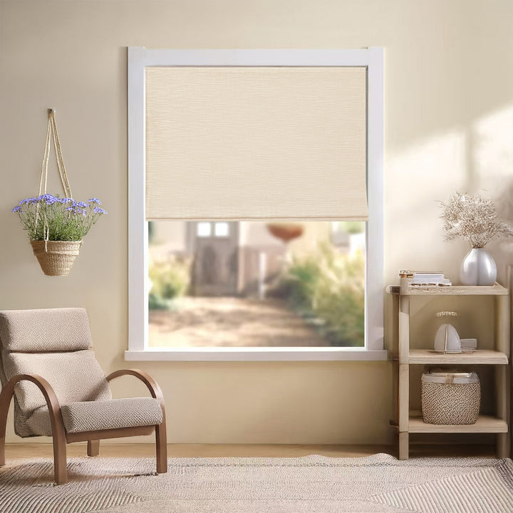 Jenna Linen Roman Shades & Blinds | Flat Fold
