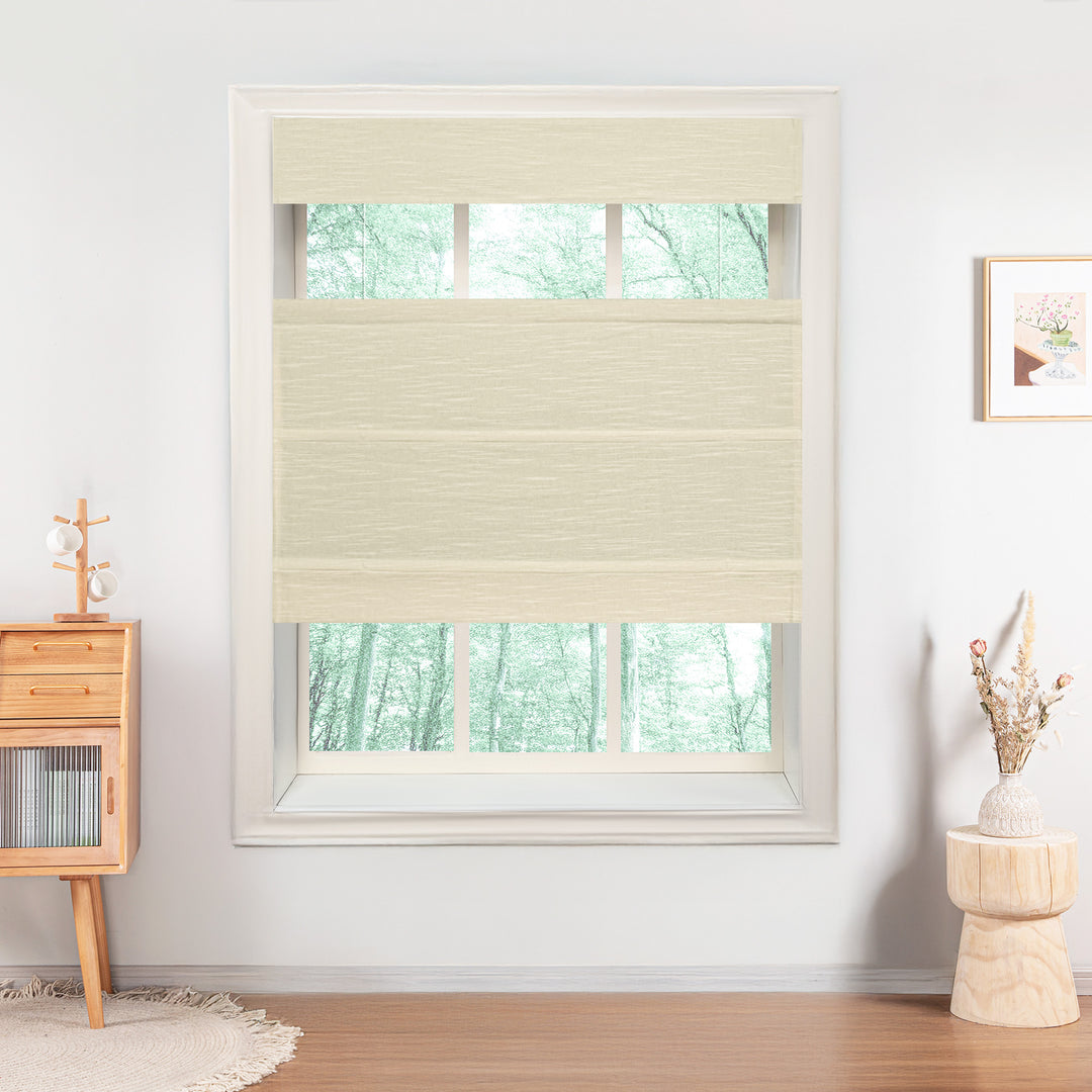 Jenna Linen No-Drill Roman Shades & Blinds | Top Down Bottom Up