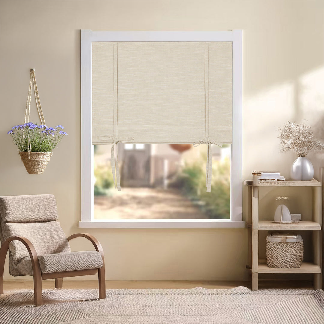 Jenna Linen Roman Shades & Blinds | Tie