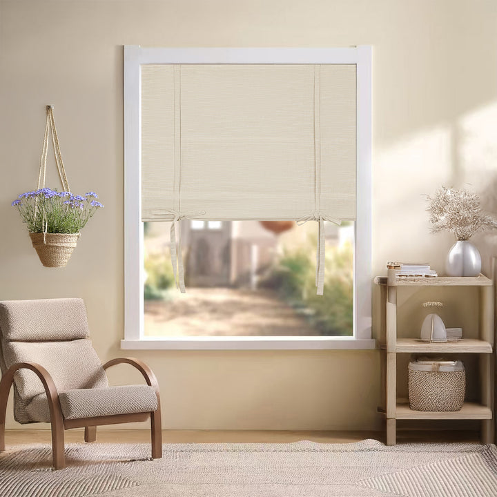 Jenna Linen Roman Shades & Blinds | Tie
