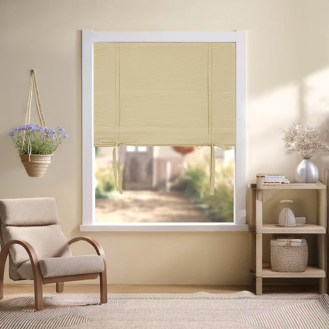 Jenna Linen Roman Shades & Blinds | Tie