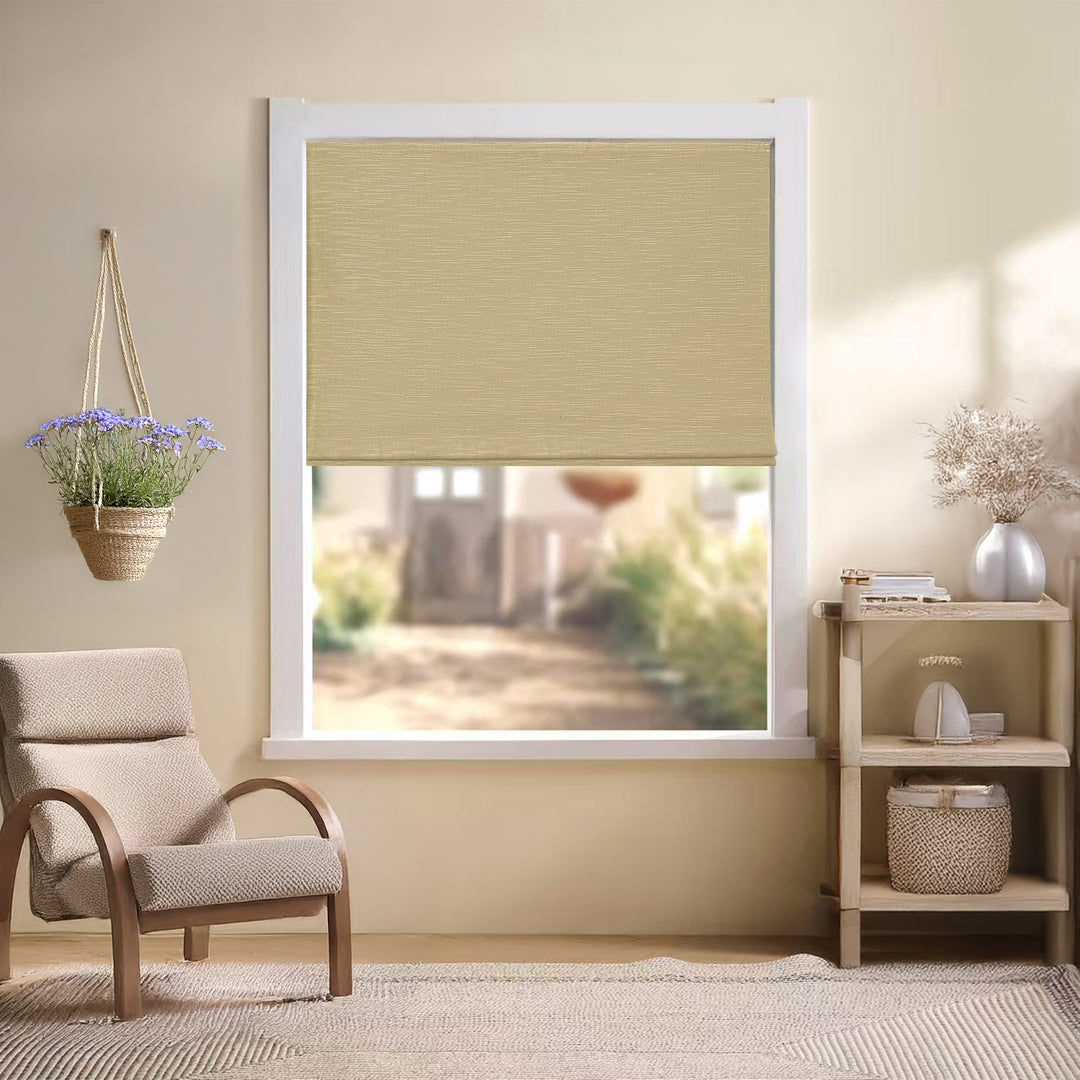 Jenna Linen Roman Shades & Blinds | Flat Fold