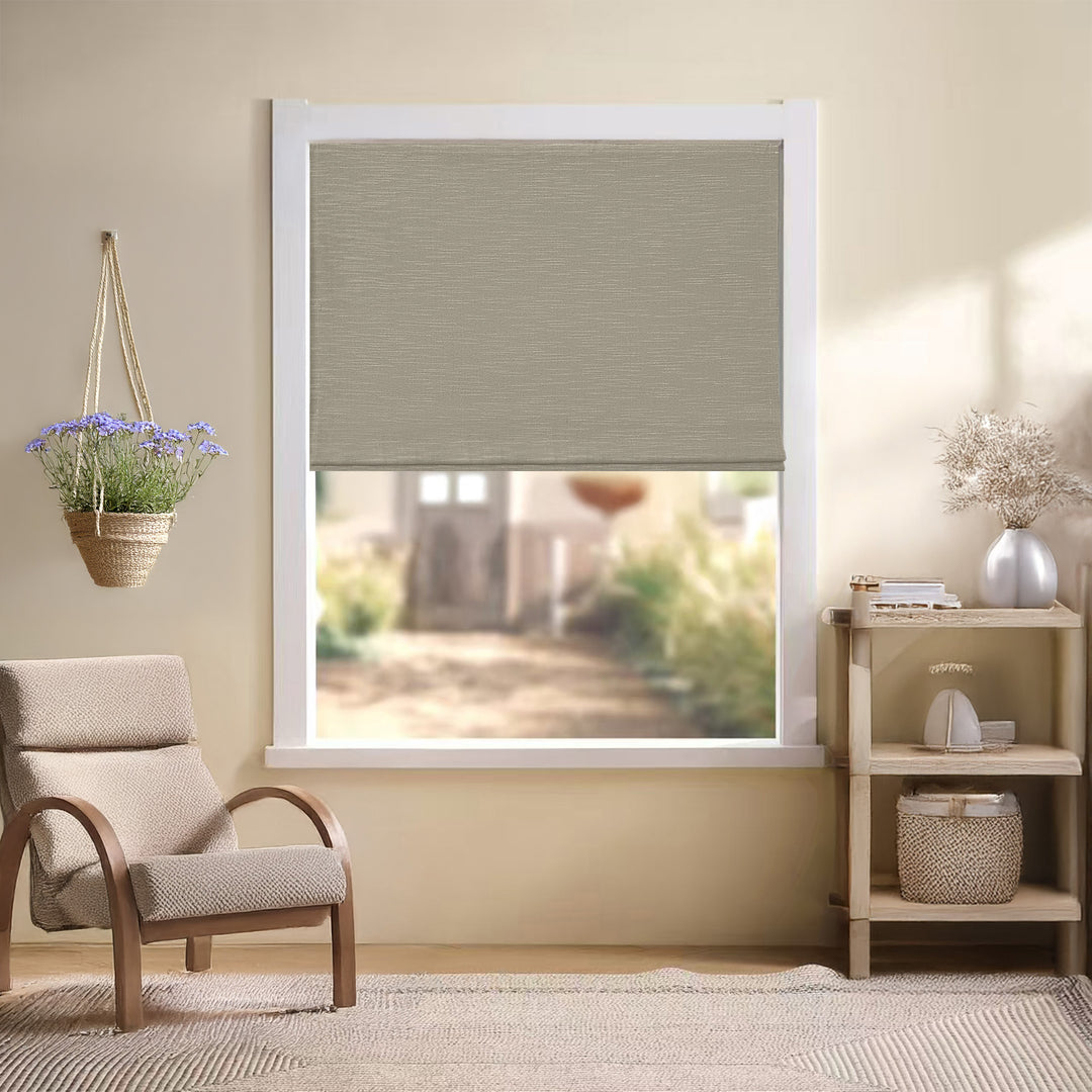Jenna Linen Roman Shades & Blinds | Flat Fold