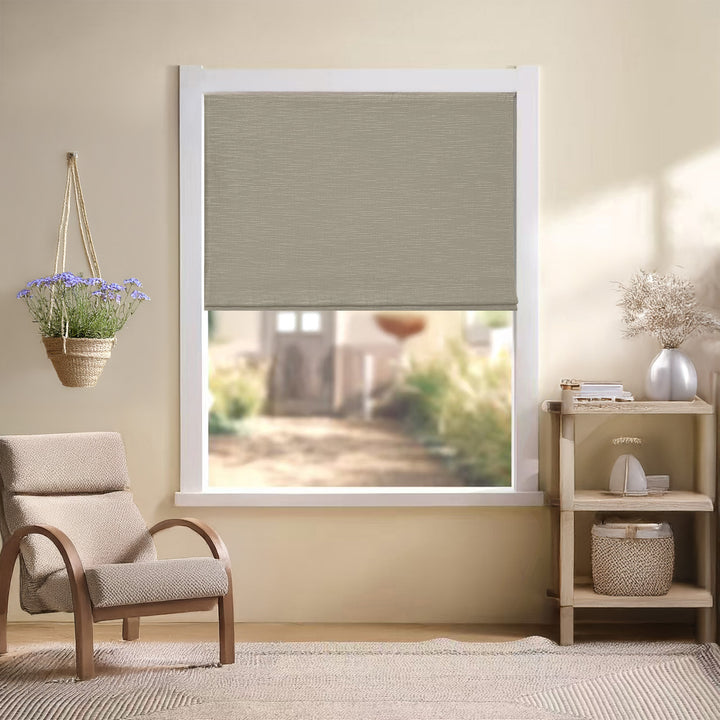 Jenna Linen Roman Shades & Blinds | Flat Fold