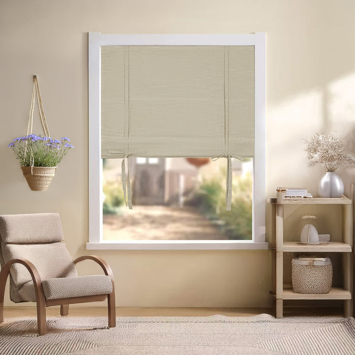 Jenna Linen Roman Shades & Blinds | Tie
