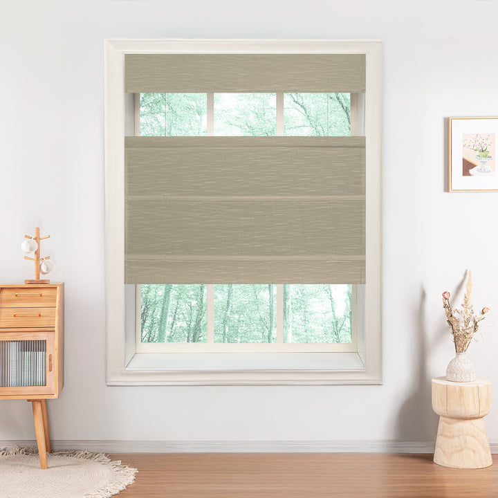 Jenna Linen No-Drill Roman Shades & Blinds | Top Down Bottom Up