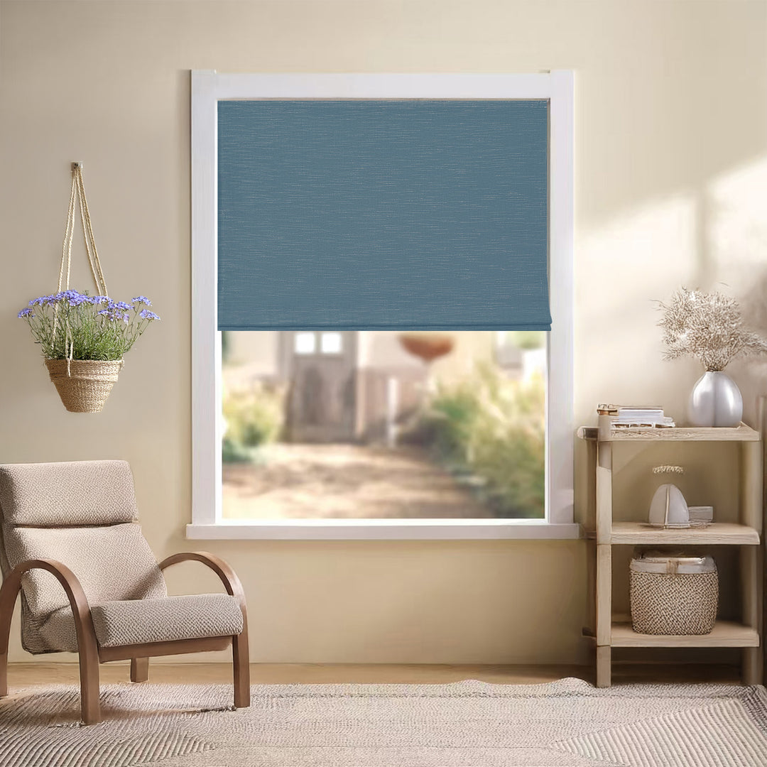 Jenna Linen Roman Shades & Blinds | Flat Fold