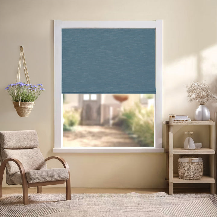 Jenna Linen Roman Shades & Blinds | Flat Fold