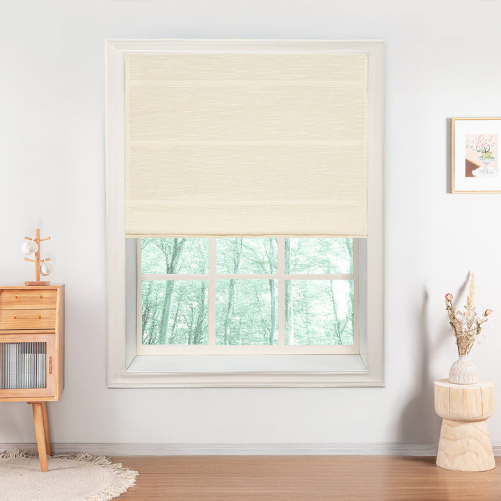 Jenna Linen Roman Shades & Blinds | Plain Fold