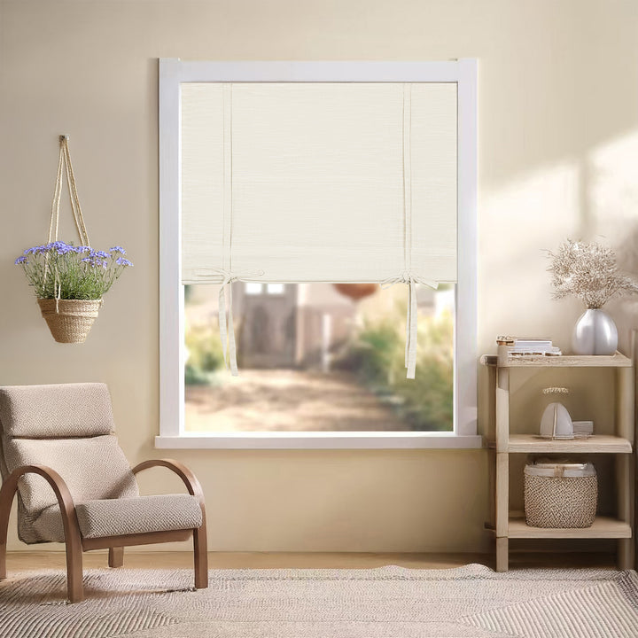 Jenna Linen Roman Shades & Blinds | Tie