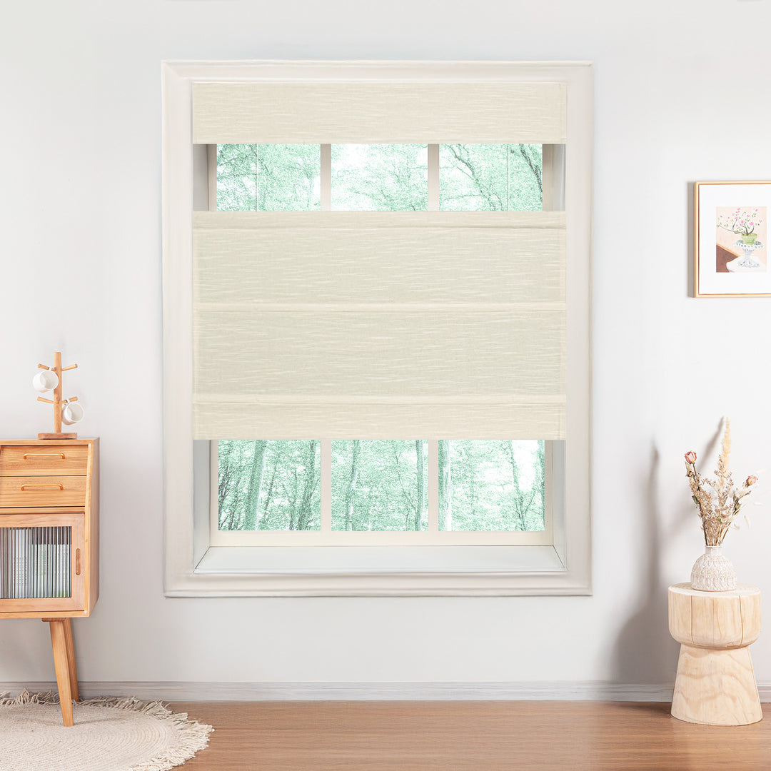 Jenna Linen No-Drill Roman Shades & Blinds | Top Down Bottom Up