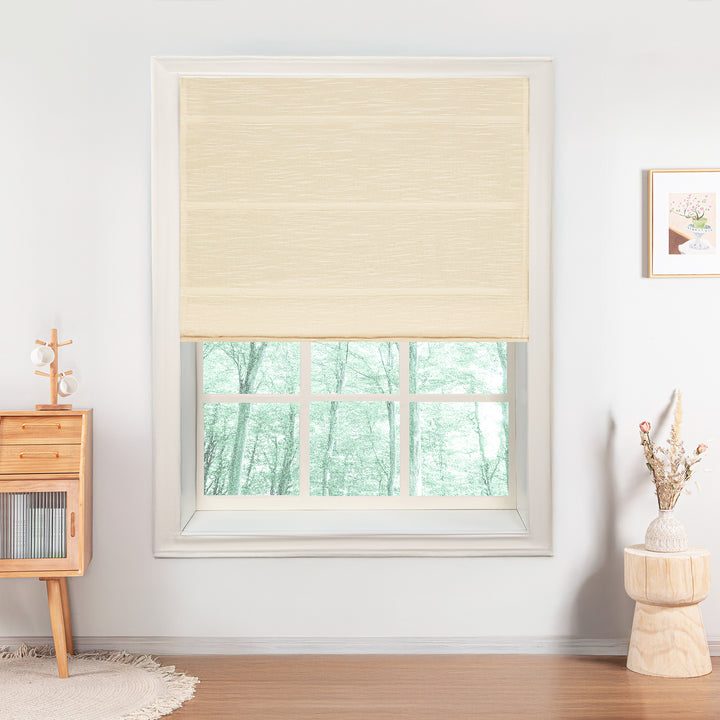 Jenna Linen Roman Shades & Blinds | Plain Fold