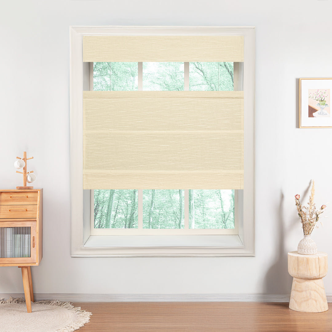 Jenna Linen No-Drill Roman Shades & Blinds | Top Down Bottom Up