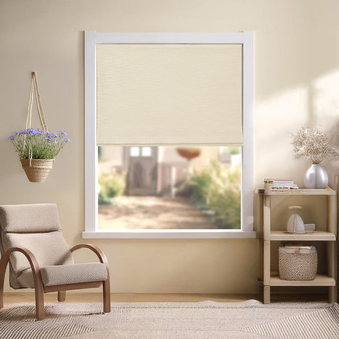 Jenna Linen Roman Shades & Blinds | Flat Fold