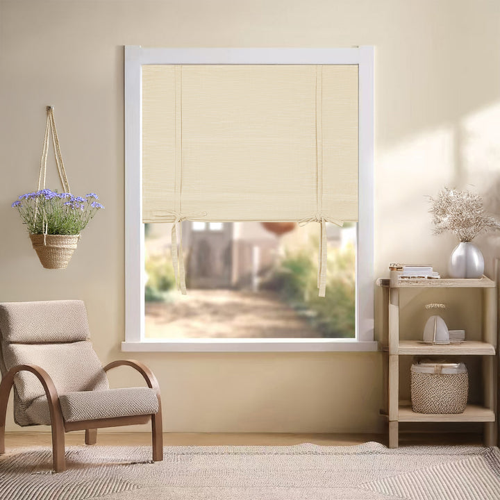 Jenna Linen Roman Shades & Blinds | Tie