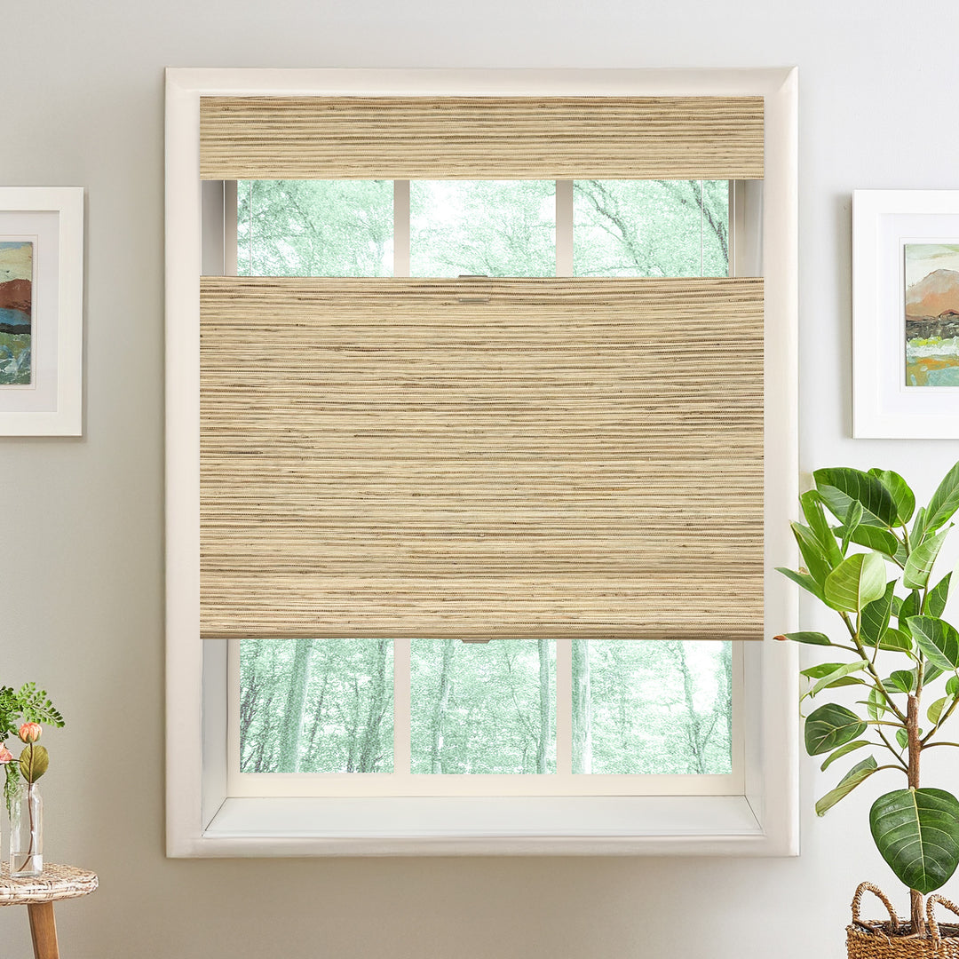 Ramie Woven Bamboo Blinds & Shades Top Down Bottom Up| Beige Brown