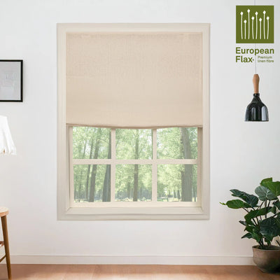 Belgian Flax Linen Roman Shades & Blinds | Flat Fold