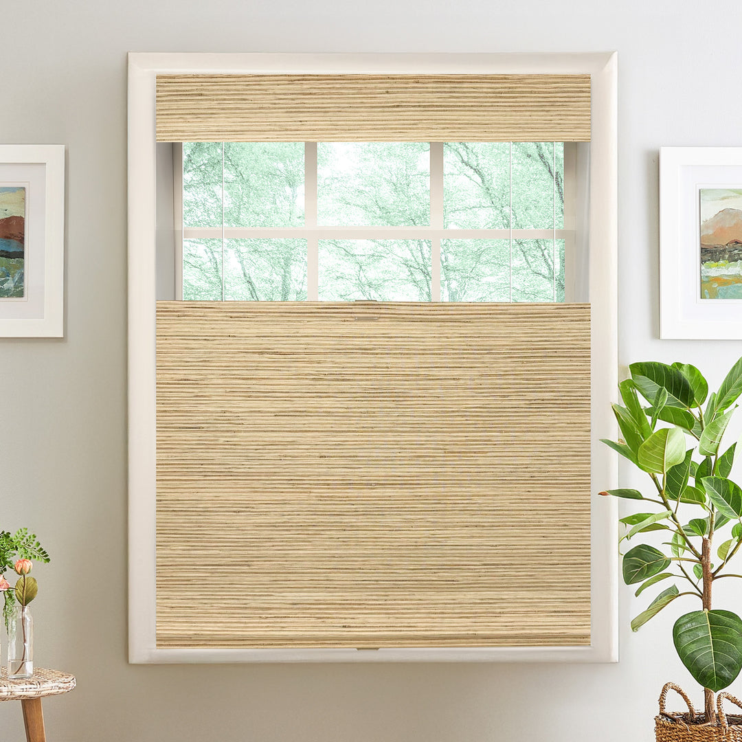 Ramie Woven Bamboo Blinds & Shades Top Down Bottom Up| Beige Brown