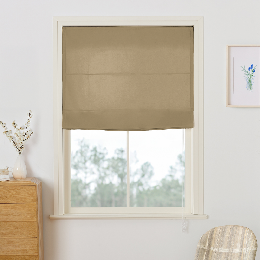 Maillard Velvet Roman Shades & Blinds | Flat Fold