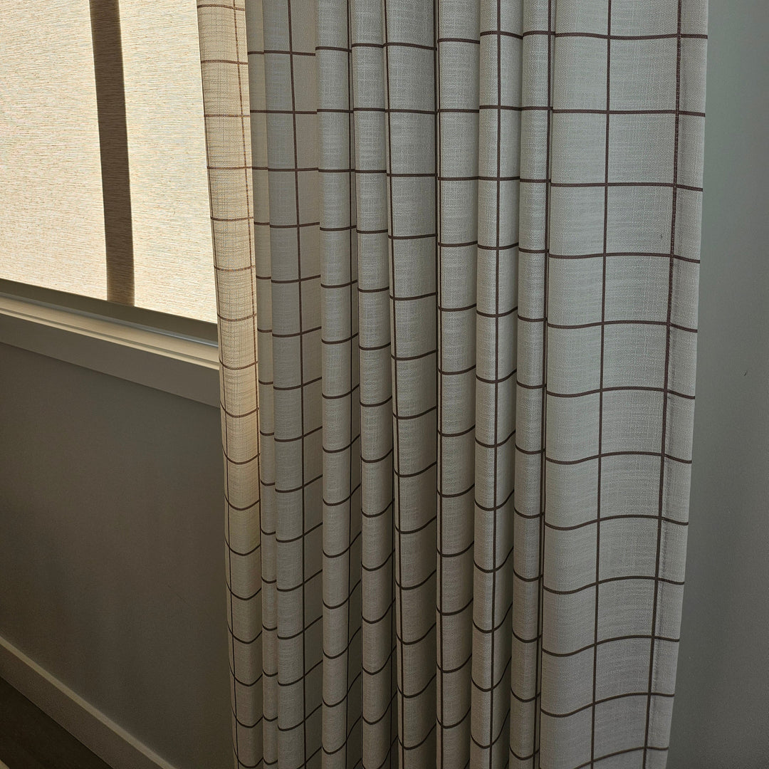 Vivienne Plaid Stripes Linen Curtains & Drapes Pleated
