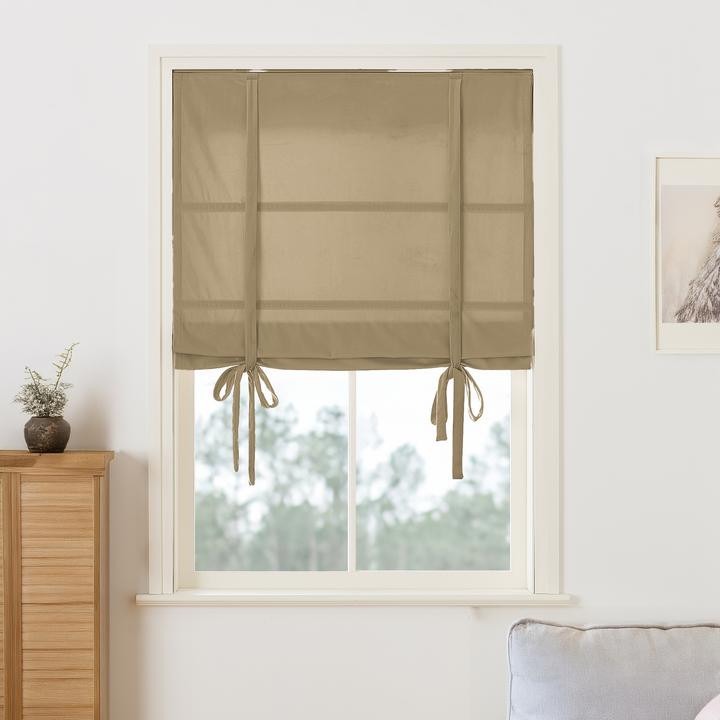 Maillard Velvet Roman Shades & Blinds | Tie