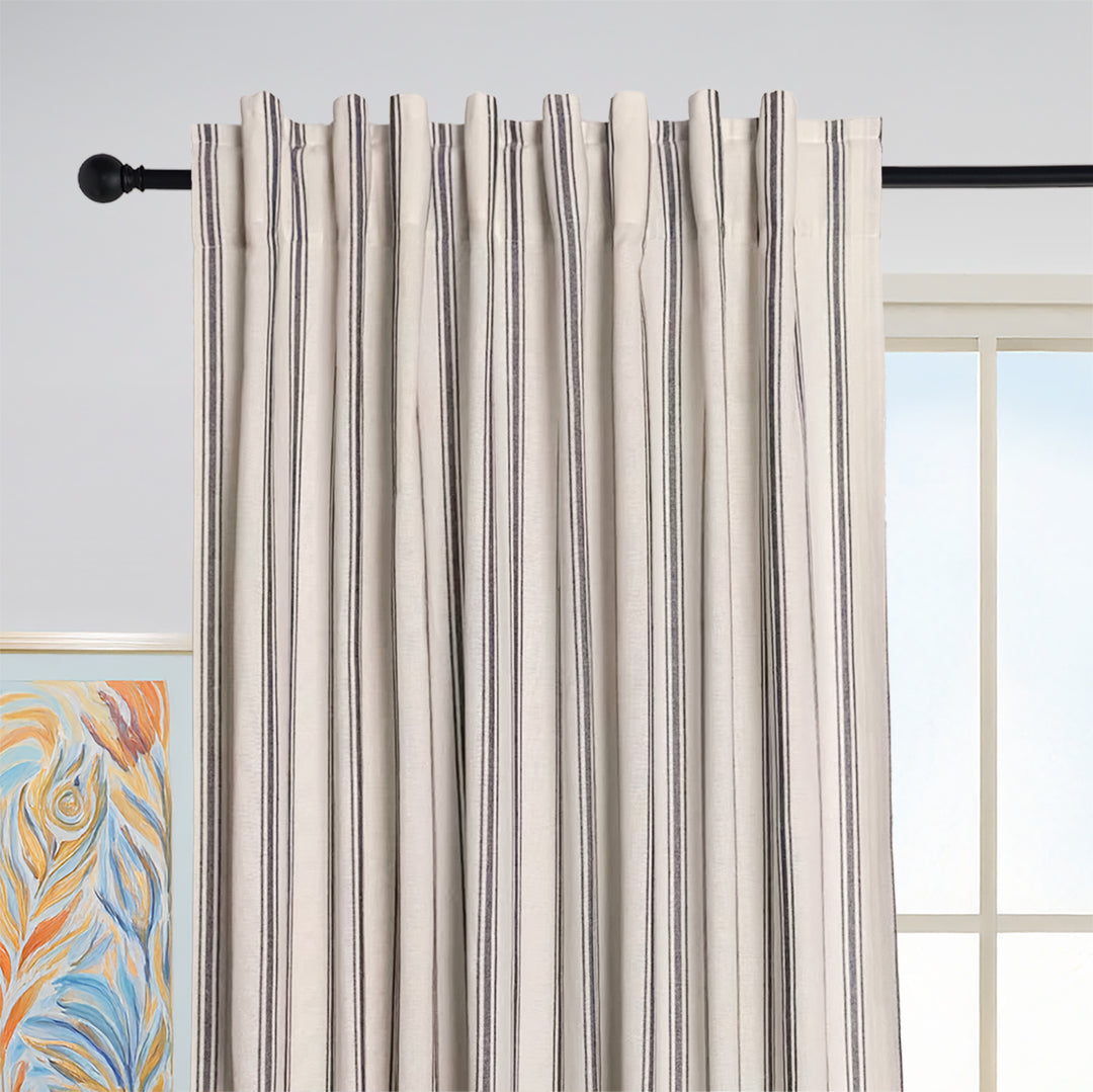Loxley Yarn-Dyed Cotton Curtains & Drapes Soft Top