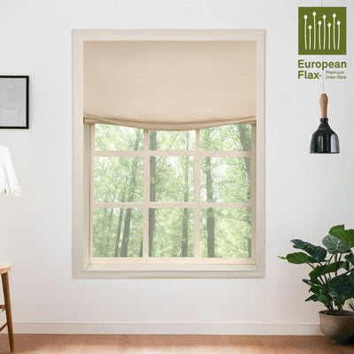 Belgian Flax Linen Roman Shades & Blinds | Relaxed