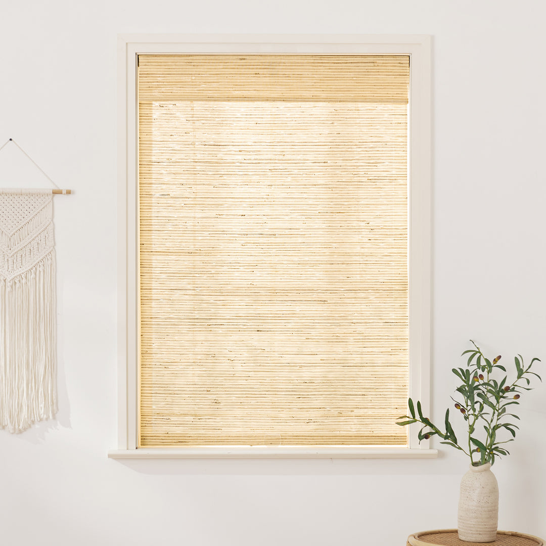 Ramie Woven Bamboo No-Drill Blinds & Shades | Beige Brown