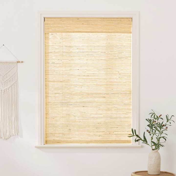 Ramie Woven Bamboo No-Drill Blinds & Shades | Beige Brown