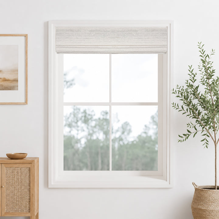 Ramie Woven Bamboo Blinds & Shades Top Down Bottom Up | Beige White