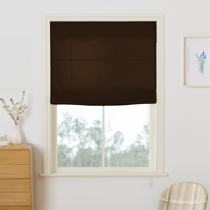 Maillard Velvet Roman Shades & Blinds | Flat Fold