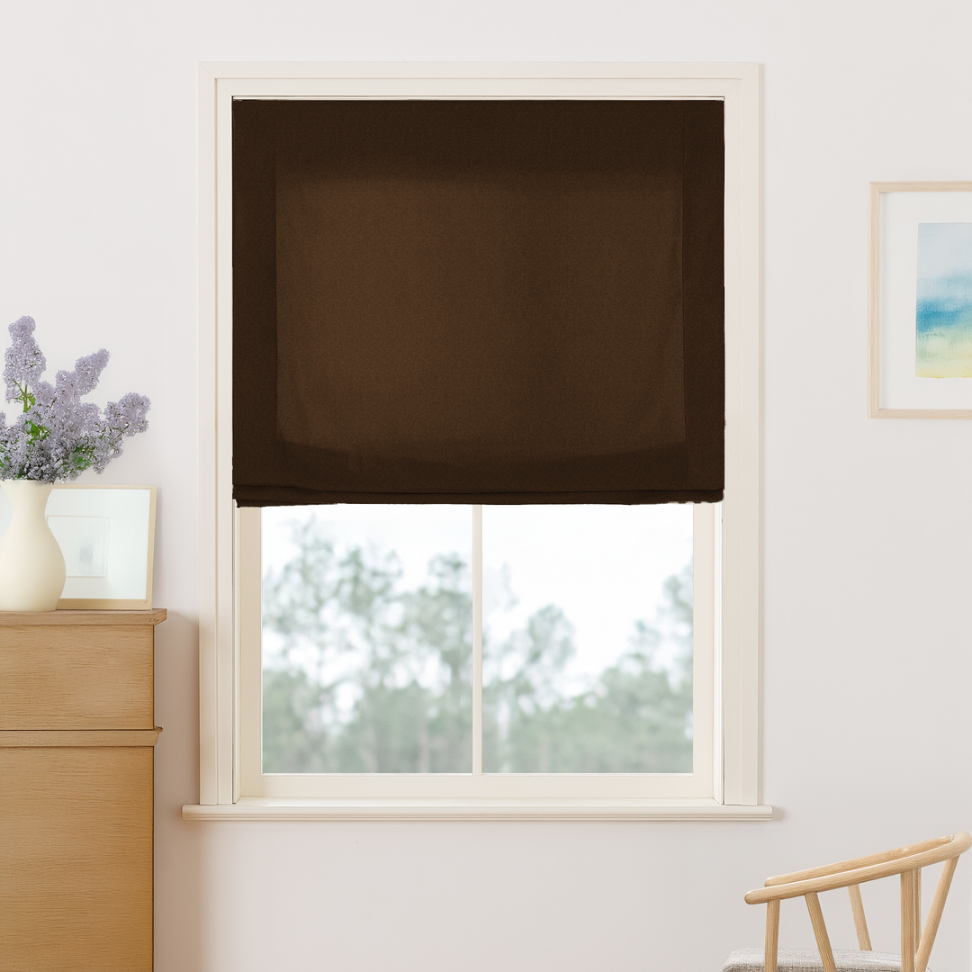 Maillard Velvet No-Drill Roman Shades & Blinds | Relaxed