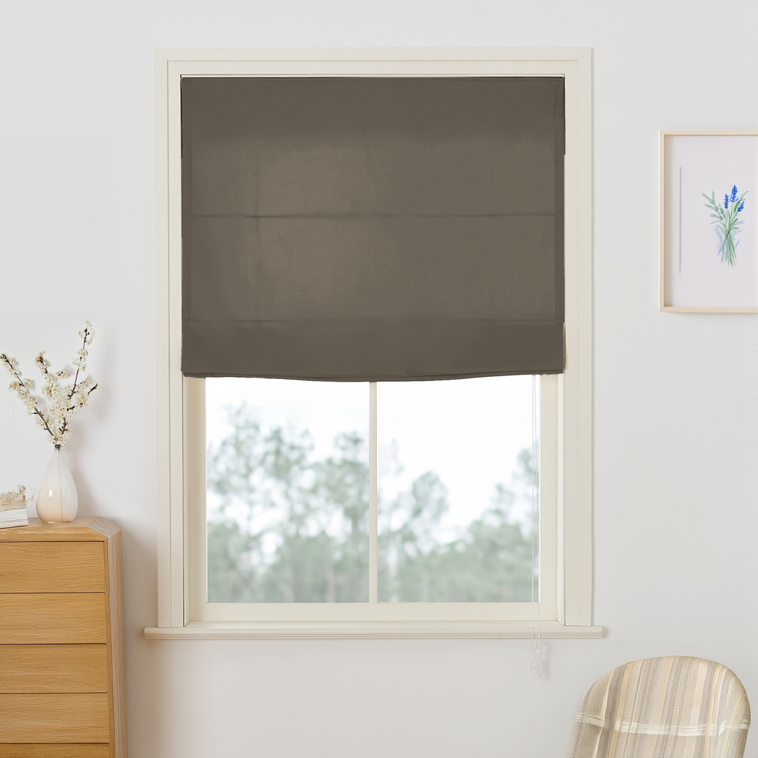 Maillard Velvet Roman Shades & Blinds | Flat Fold