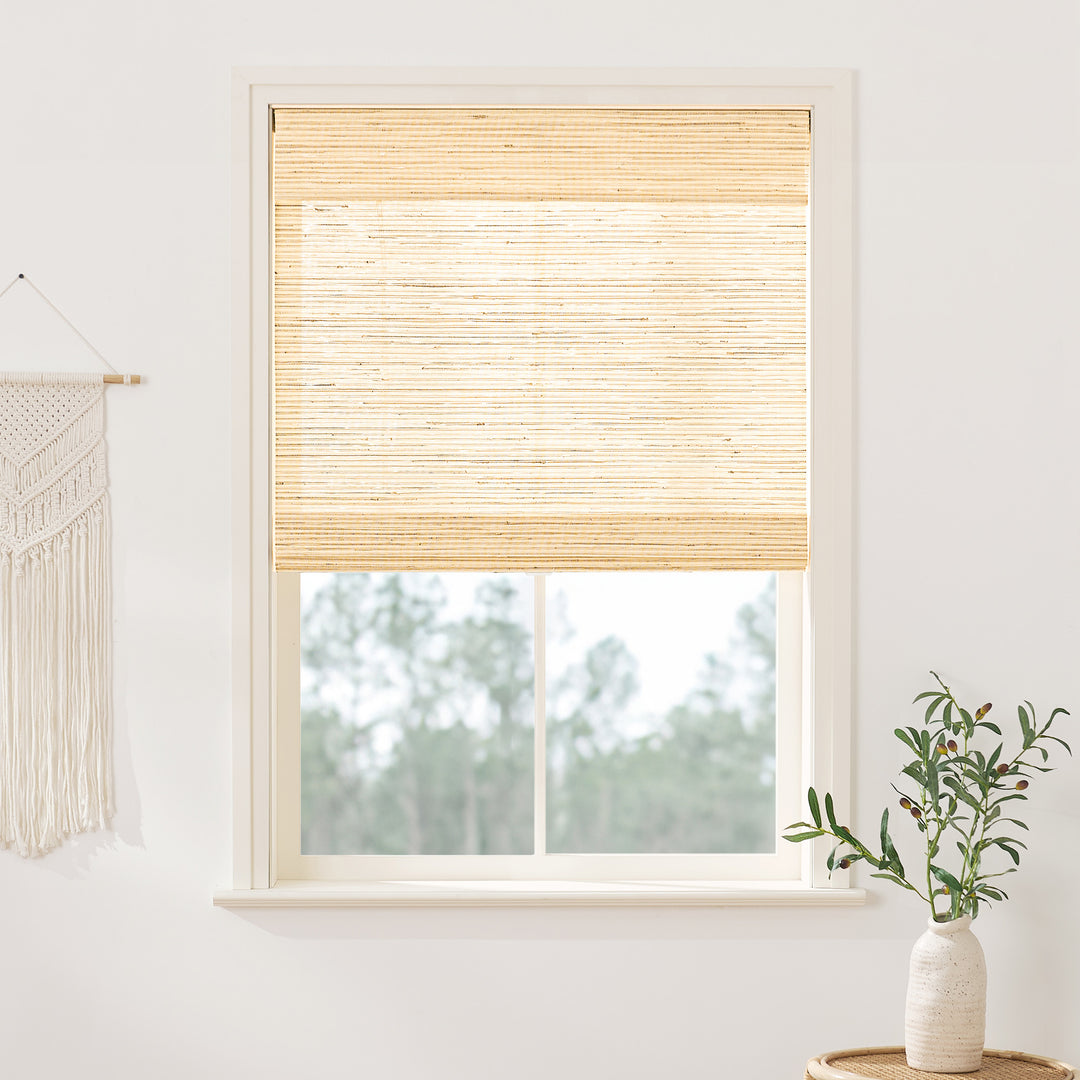 Ramie Woven Bamboo No-Drill Blinds & Shades | Beige Brown